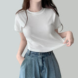 Modern Round Plain Short Sleeve T-shirt