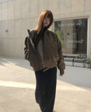 Doa suede lining fur half-neck zip-up jacket