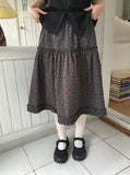 Bihina Flower Shirring Long Skirt