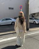 Plan] Vanilla Neck Collar Loose Fit Knit Half Zip-up