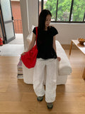 Ahidi Balloon Pumpkin Cap Sleeve Blouse
