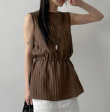 Wrinkle String Sleeveless Blouse
