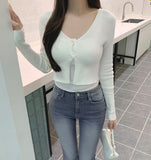 Rib Crop Soft Slim Fit Cardigan