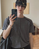 Central Zipper Raglan Short Sleeve T-shirt