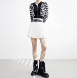 Monet Hound Checked Fur Jacket