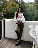 Burnoon American Flag Strap One Off Shoulder Long Sleeve Zip-up