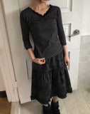 Herang Dot Lace Three Quarter Sleeve T-Shirt