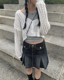Koku denim pocket pleated skirt
