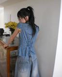 Runner Pocket Shirring V-Neck Short Sleeve Shirt