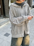 Mikel Track Linen Hood Zip-Up Cardigan