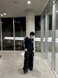 Multi-pocket cargo denim pants