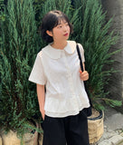 Silke Round Collar Frill Blouse