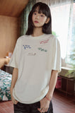 Draw Stitch Embroidered Short Sleeve Tee