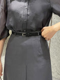 Della Pintuck A-Line Long Skirt (Belt Set)