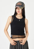 Double mesh layered sleeveless top