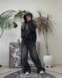 Hollen denim washed over hoodie
