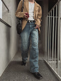 Scale panel wide denim pants