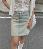 Kiyo Light Blue Mini Skirt