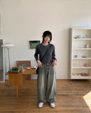 Binro Vintage Washed Denim Pants