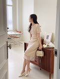 Monet H-Line Chiffon Color Matching One Piece