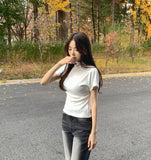 Luxurious Mood Half-Neck Span Slim Fit Short Sleeve T-shirt