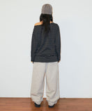 STRIPE PRESENT ONE SHOULDER LS TEE