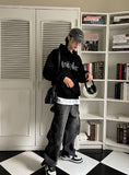 Wide cargo denim pants