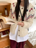 Away Wool Vintage Nordic Jacquard Knit Cardigan