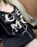 Trivin Lettering y2k Hood Zip-Up