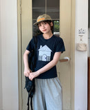Giltbee Star Embroidered Crop Short Sleeve Tee