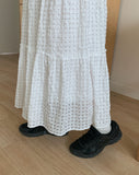 Nihato Lace Banding Tiered Long Skirt