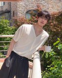 Soved Linen V-neck Short Sleeve Cardigan
