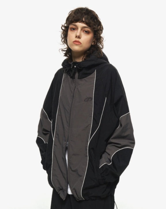 ☆CPGN STUDIO_COMPAGNO☆ Piping Line Hooded Track Jacket Bla CPGN STUDIO (コンパーニョ) - パイピングラインフードトラック