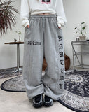 Bello Crack Lettering Wide Pants