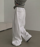 Back Pocket Double-Side Brushed Folding Long Wide Banding Pants