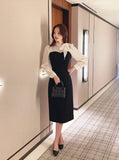 Melage Chiffon Color Matching Tie H-Line One Piece