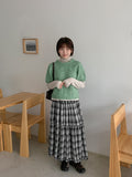 Tonbo Banding Check Frill Tiered Long Skirt