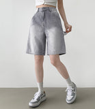 Carpenter Bermuda Knee Length Banding Denim Shorts