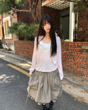 Tenver V-Neck Lace Long Sleeve T-Shirt