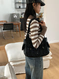 Wet vintage belt shoulder bag