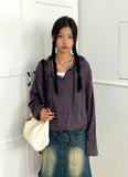 Turi Season Check String Long Sleeve Hood T-shirt