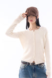 Need wool crop round-neck cardigan