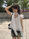 Sean V Shirring Frill Sleeveless Blouse