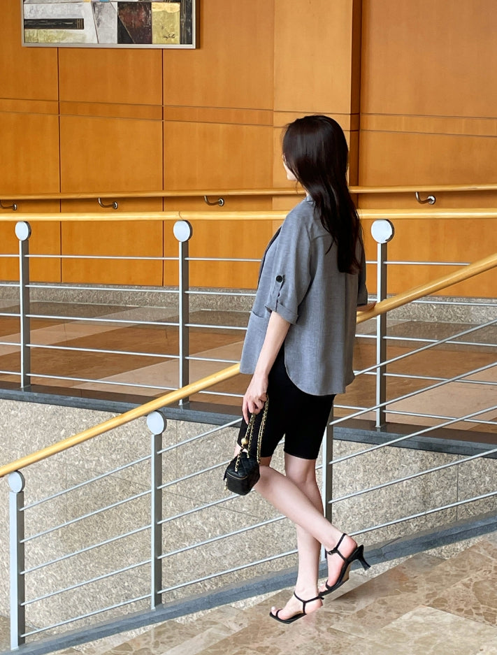 【I AM MARI】Capri Cotton Biker Half Slit Pants I AM MARI (アイアムマリ) - カプリコットンバイカー5分丈