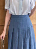Mizel Pintuck Long Pleated Skirt