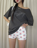I Love pattern banding shorts