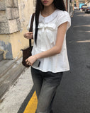 Lupek Ribbon Check Short Sleeve Blouse