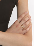 Champagne Full Moon Slim Silver Ring M