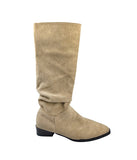 Suede shirring half boots