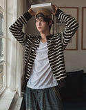 Moment Punching Stripe Knit Cardigan